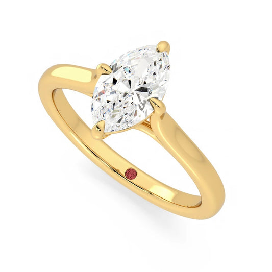Solenne Marquise Diamond Four-Claw Solitaire Engagement Ring in 18ct Yellow Gold