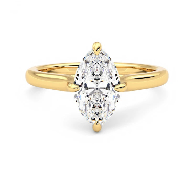 Solenne Marquise Diamond Four-Claw Solitaire Engagement Ring in 18ct Yellow Gold