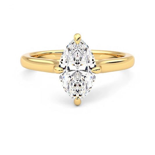 Solenne Marquise Diamond Four-Claw Solitaire Engagement Ring in 18ct Yellow Gold