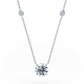 Inspired by the gentle shimmer of morning dew, the Elysia Necklace features pear-cut diamonds along the chain, resembling glistening water droplets. These delicate accents lead the eye to a radiant solitaire stone that seems to float effortlessly- light, graceful, and full of brilliance.