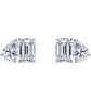 Bright and graceful, these studs feature a pear-shaped and emerald-cut diamond coming together—celebrating the beauty of two unique elements becoming one.