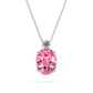 Elegant and vibrant, the Rosalia Pendant highlights a striking pink tourmaline in a graceful oval cut. Framed in a claw setting and accented by your choice of round, pear, or trillion-cut diamonds, this piece blends vivid colour with a subtle sparkle-offering a modern, customisable take on classic elegance.
