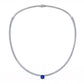 The Ethera sees the classic tennis design elevated with a magnificent blue sapphire in its centre, whose colour is contrasted by a luminous array of diamonds. This piece can be set with either natural or lab-grown diamonds.