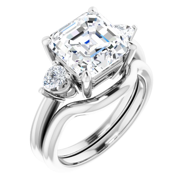 platinum-9-x--asscher-1/4-ctw-natural-diamond-semi-set-engagement-ring
