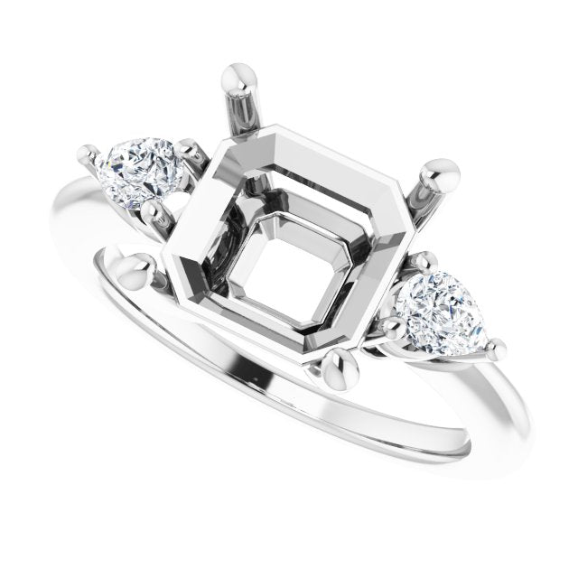 platinum-9-x--asscher-1/4-ctw-natural-diamond-semi-set-engagement-ring